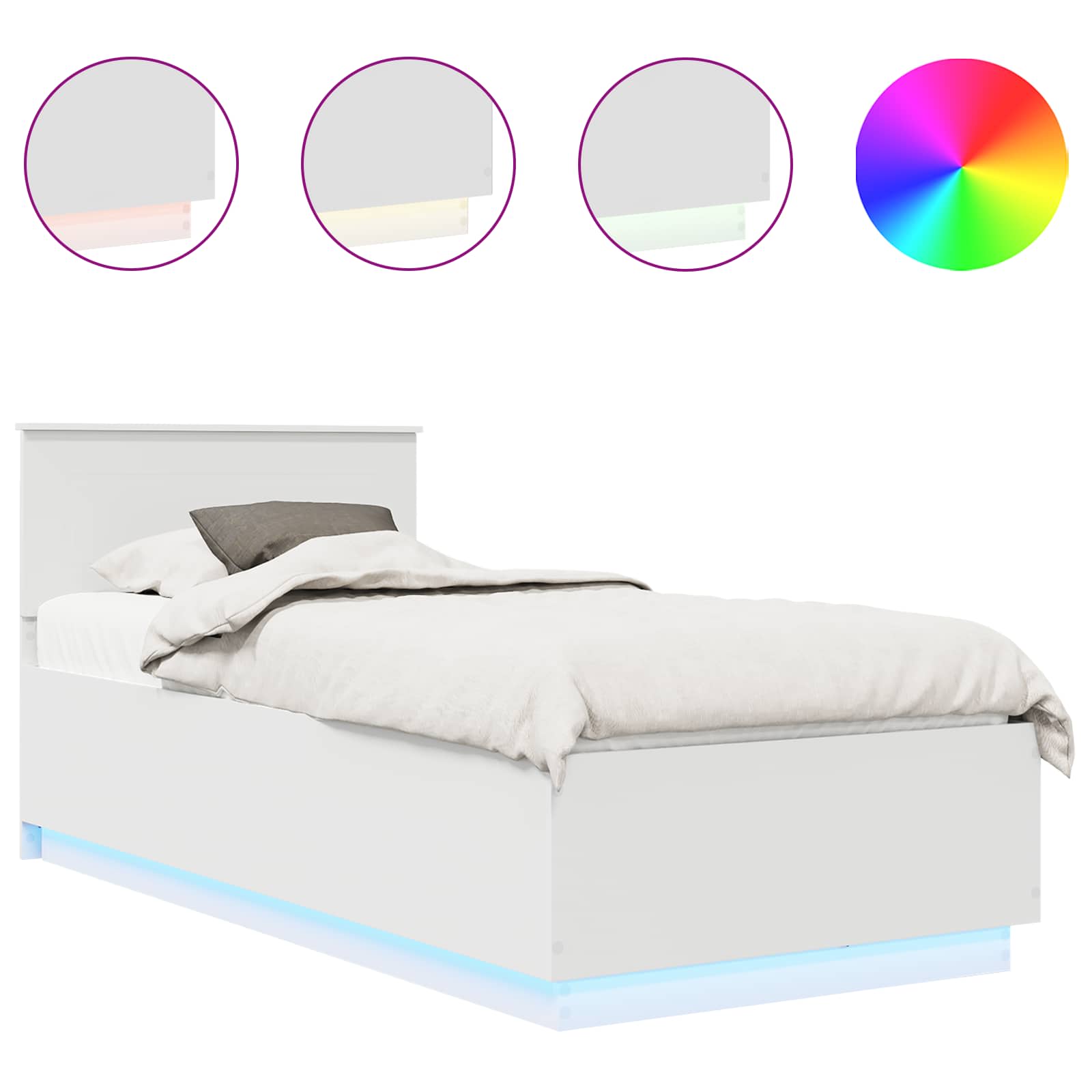 Bed Frame with Headboard White 90 x 190 cm Engineered Wood