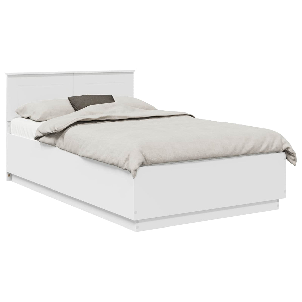 Bed Frame with Headboard White 135 x 190 cm Engineered Wood