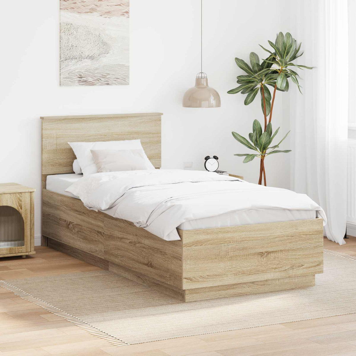 Bed Frame with Headboard Sonoma Oak 90 x 190 cm Engineered Wood