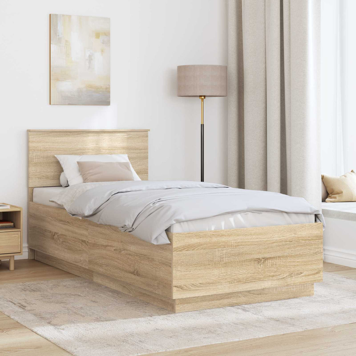 Bed Frame with Headboard Sonoma Oak 90 x 190 cm Engineered Wood