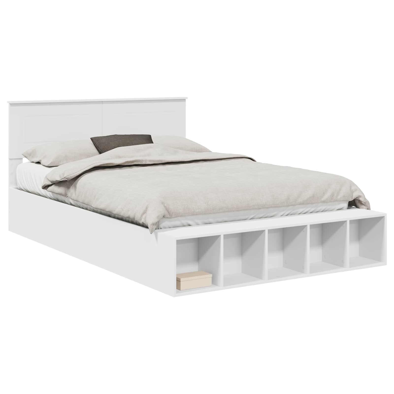 Bed Frame with Shelf Manual White 150 x 200 cm Engineered Wood