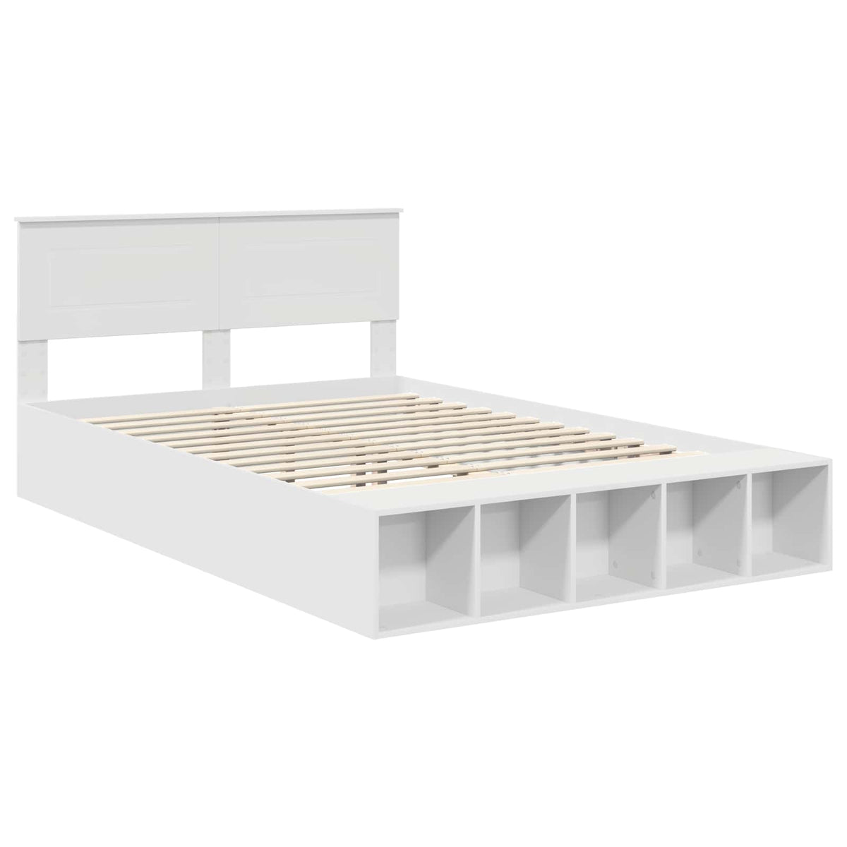 Bed Frame with Shelf Manual White 150 x 200 cm Engineered Wood