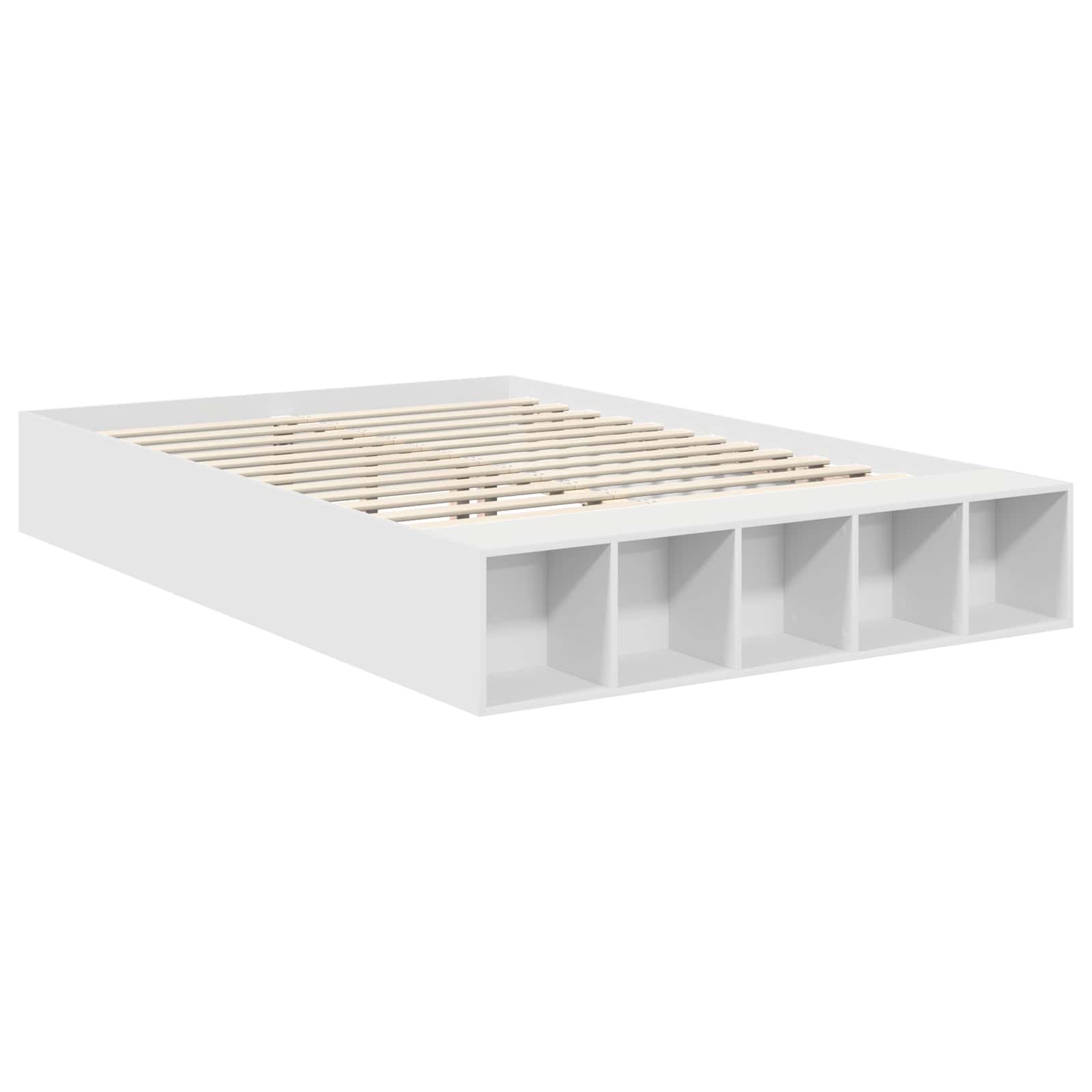 Bed Frame with Shelf Manual White 150 x 200 cm Engineered Wood