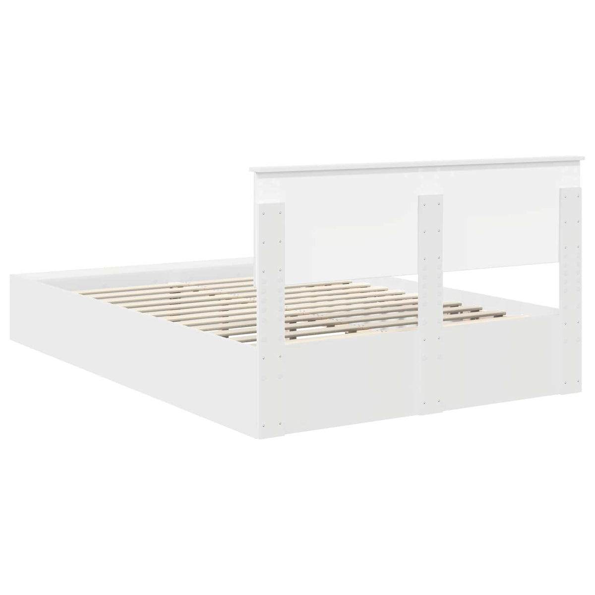 Bed Frame with Shelf Manual White 150 x 200 cm Engineered Wood