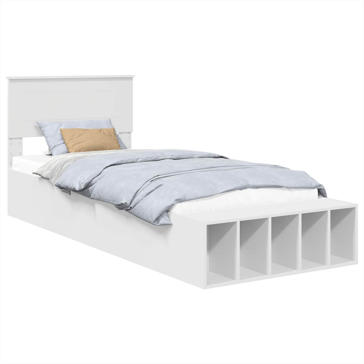 Bed Frame with Shelf Manual White 90 x 190 cm Engineered Wood