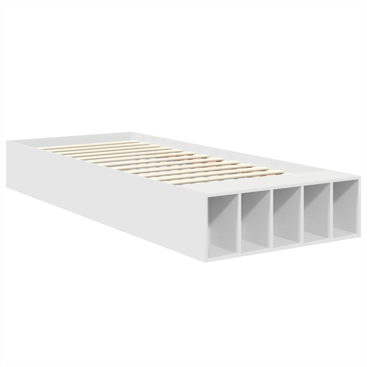 Bed Frame with Shelf Manual White 90 x 190 cm Engineered Wood
