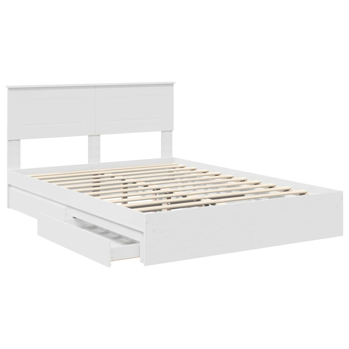 Storage Bed with Headboard White 150 x 200 cm Engineered Wood