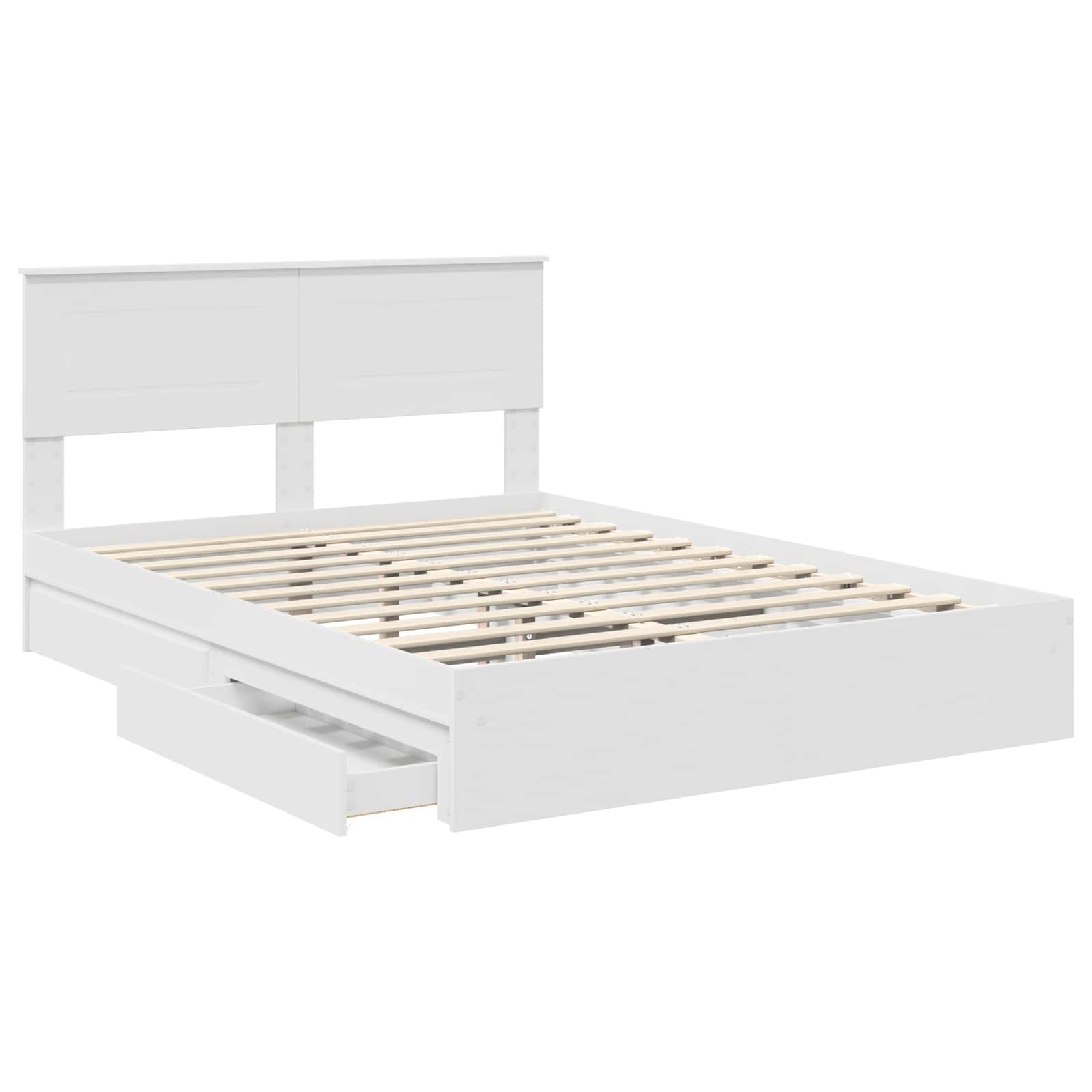 Storage Bed with Headboard White 150 x 200 cm Engineered Wood