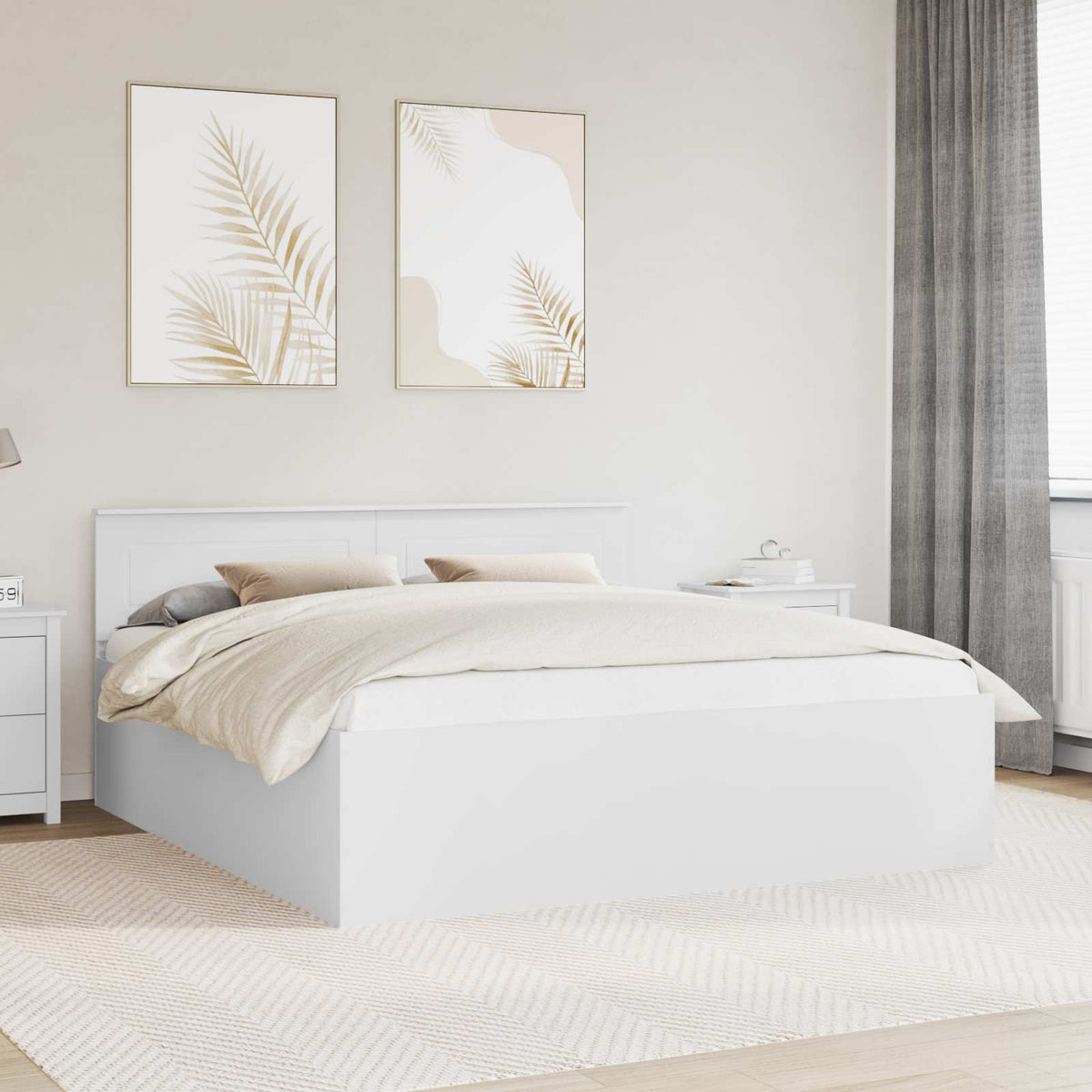 Bed Frame with Headboard White 180 x 200 cm Engineered Wood