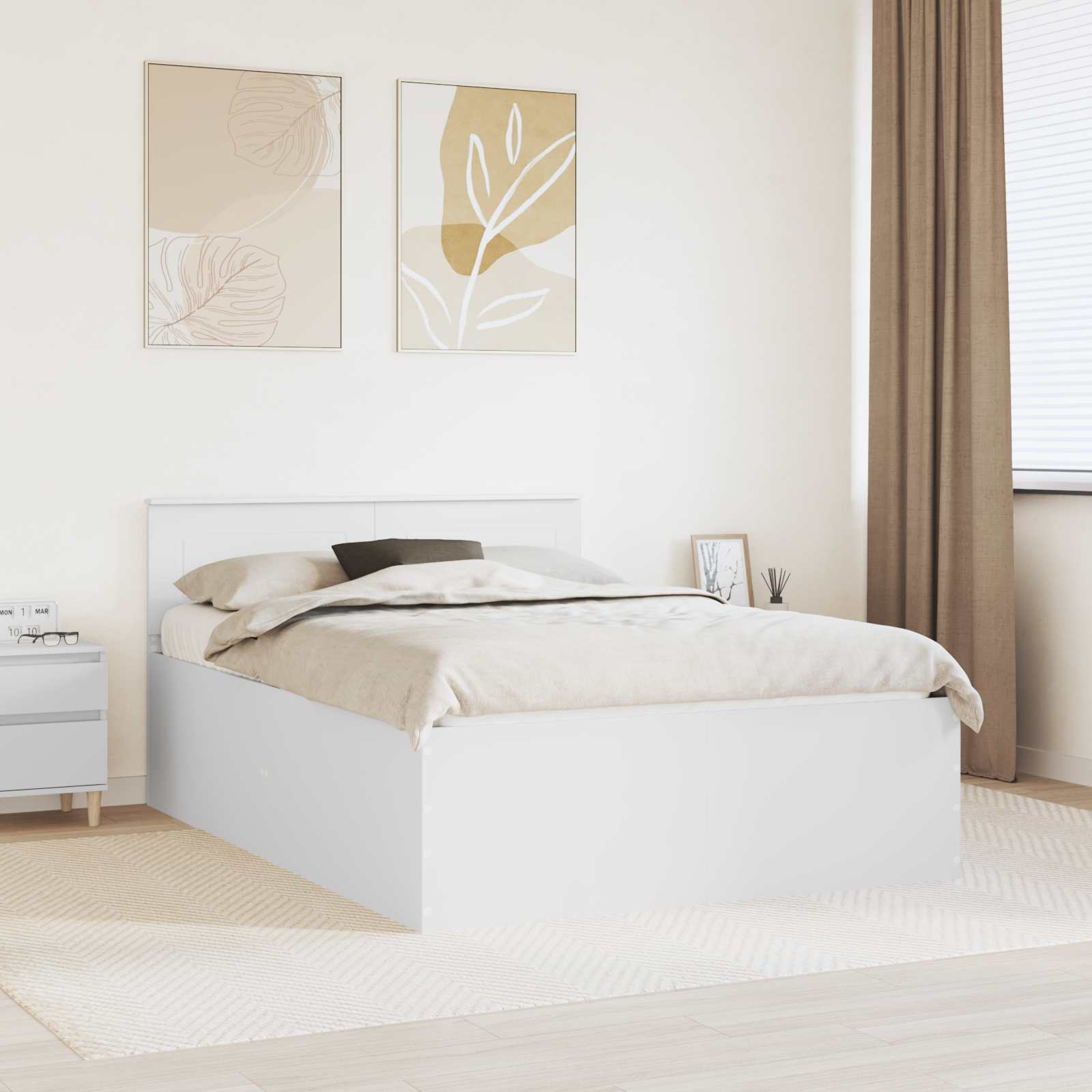 Bed Frame with Headboard White 150 x 200 cm Engineered Wood
