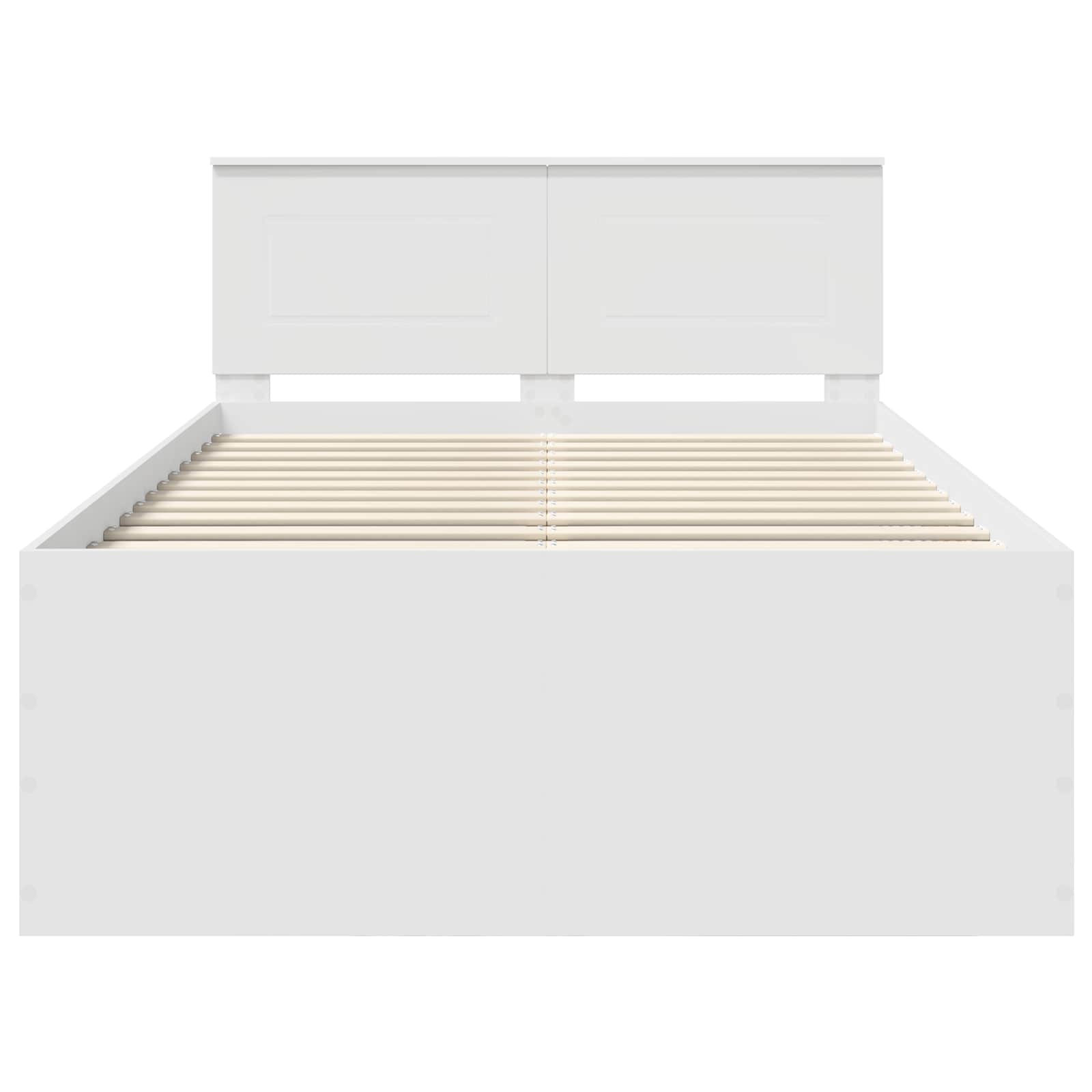 Bed Frame with Headboard White 135 x 190 cm Engineered Wood