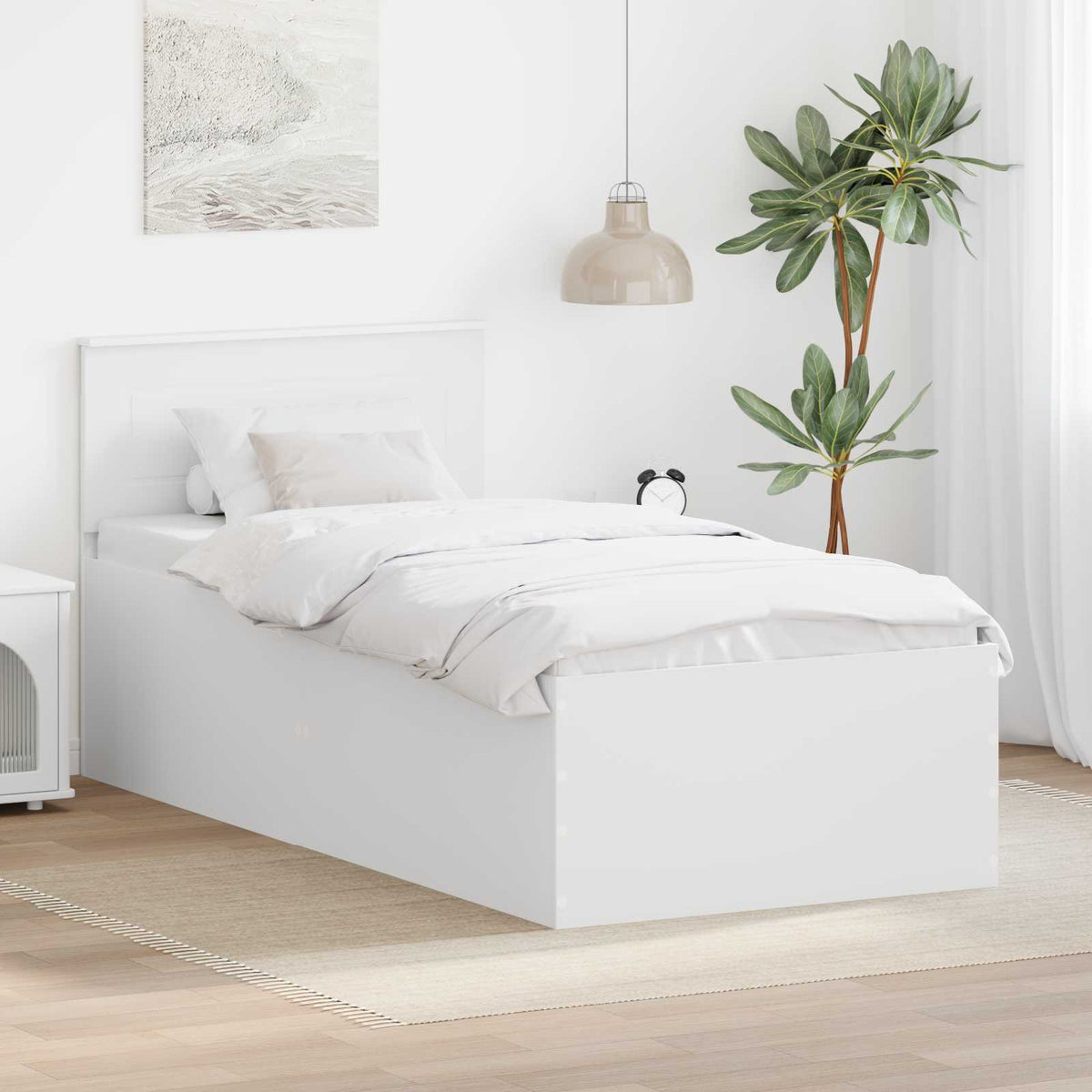 Bed Frame with Headboard White 90 x 190 cm Engineered Wood