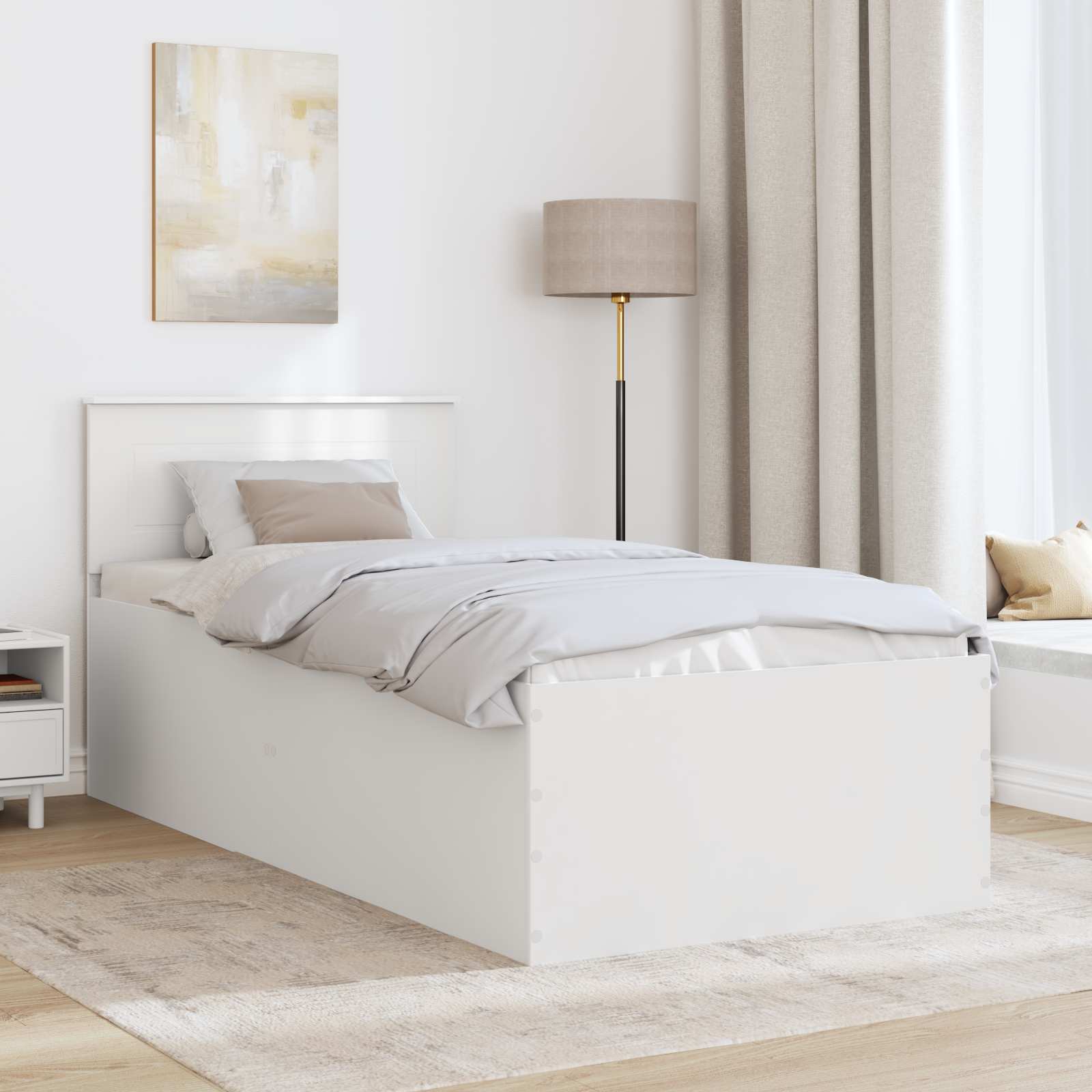 Bed Frame with Headboard White 90 x 190 cm Engineered Wood