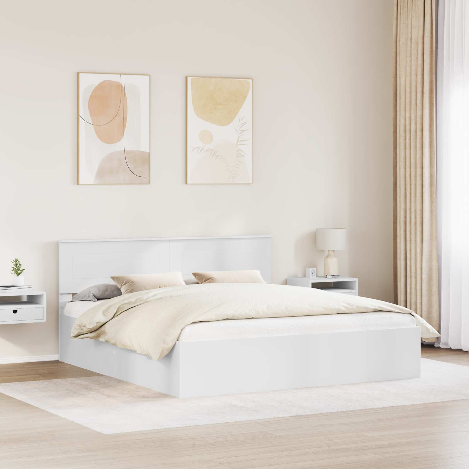 Bed Frame with Headboard White 180 x 200 cm Engineered Wood