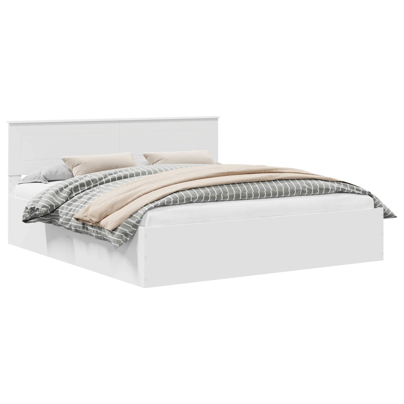 Bed Frame with Headboard White 180 x 200 cm Engineered Wood