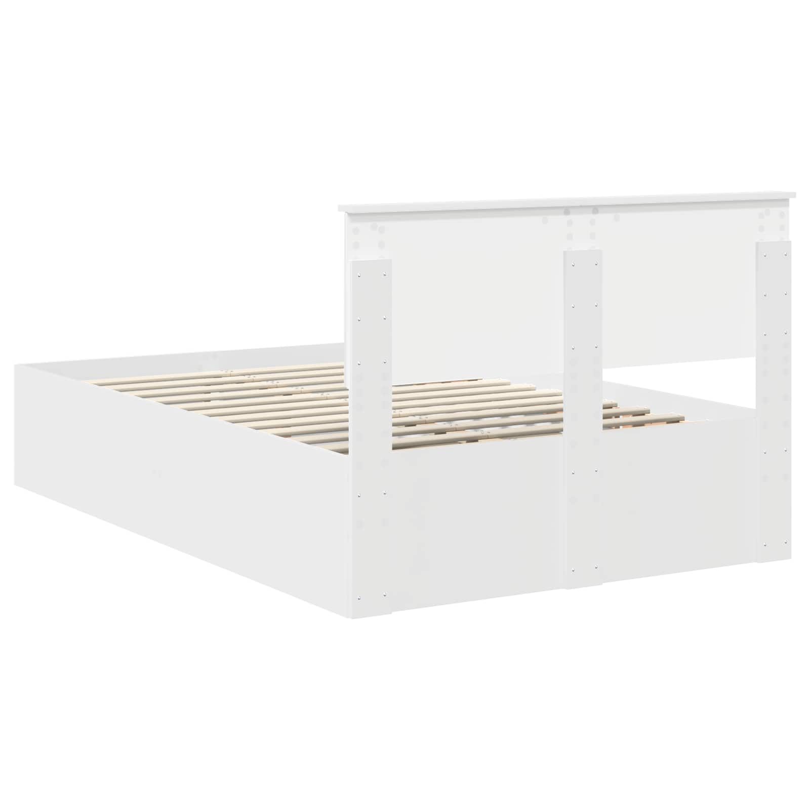 Bed Frame with Headboard White 135 x 190 cm Engineered Wood