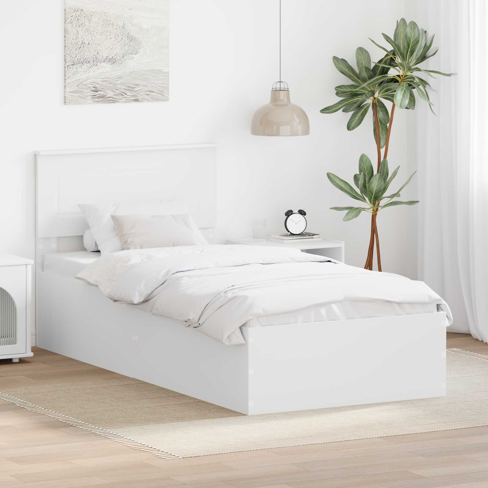 Bed Frame with Headboard White 90 x 190 cm Engineered Wood