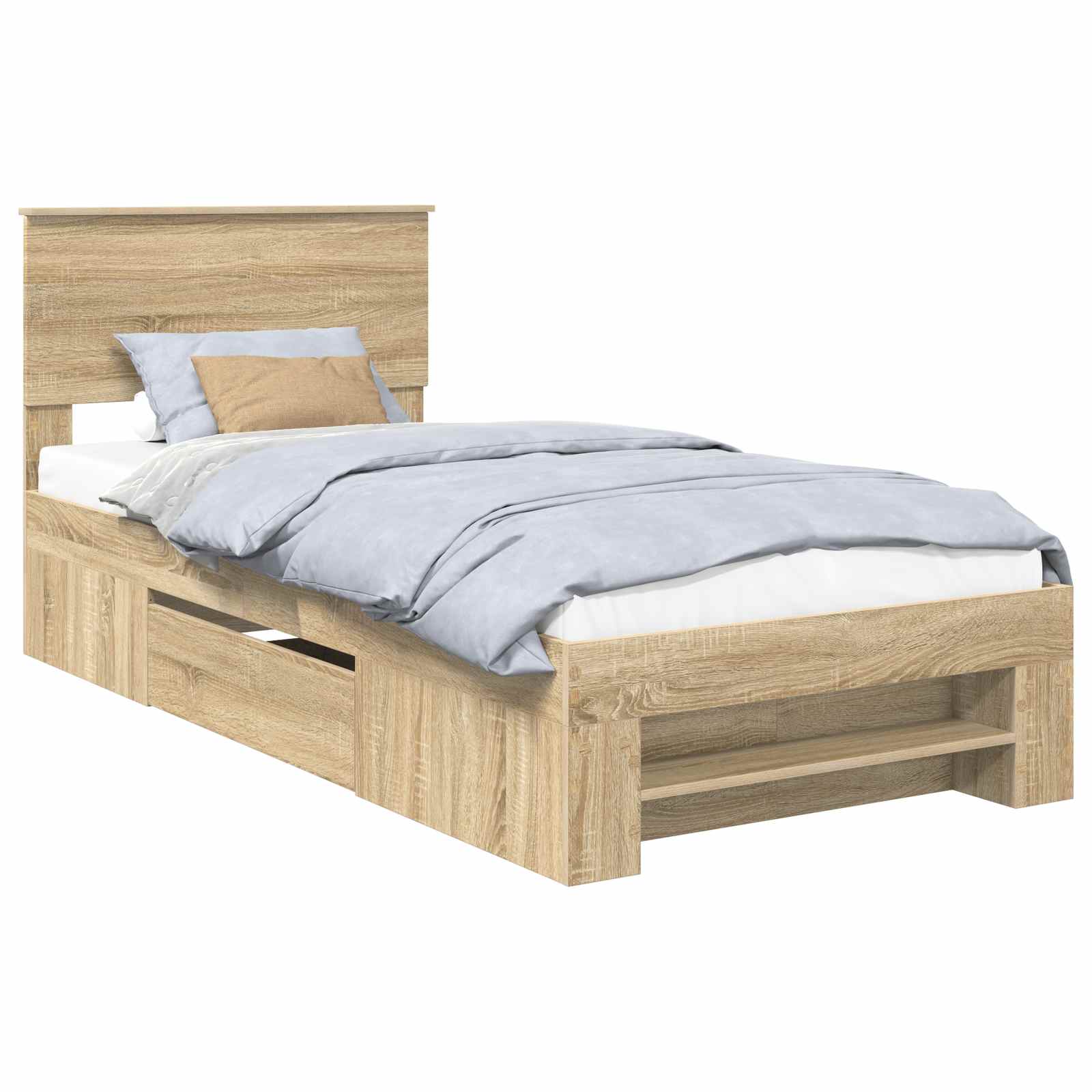 Bed Frame with Headboard Sonoma Oak 90 x 200 cm Engineered Wood