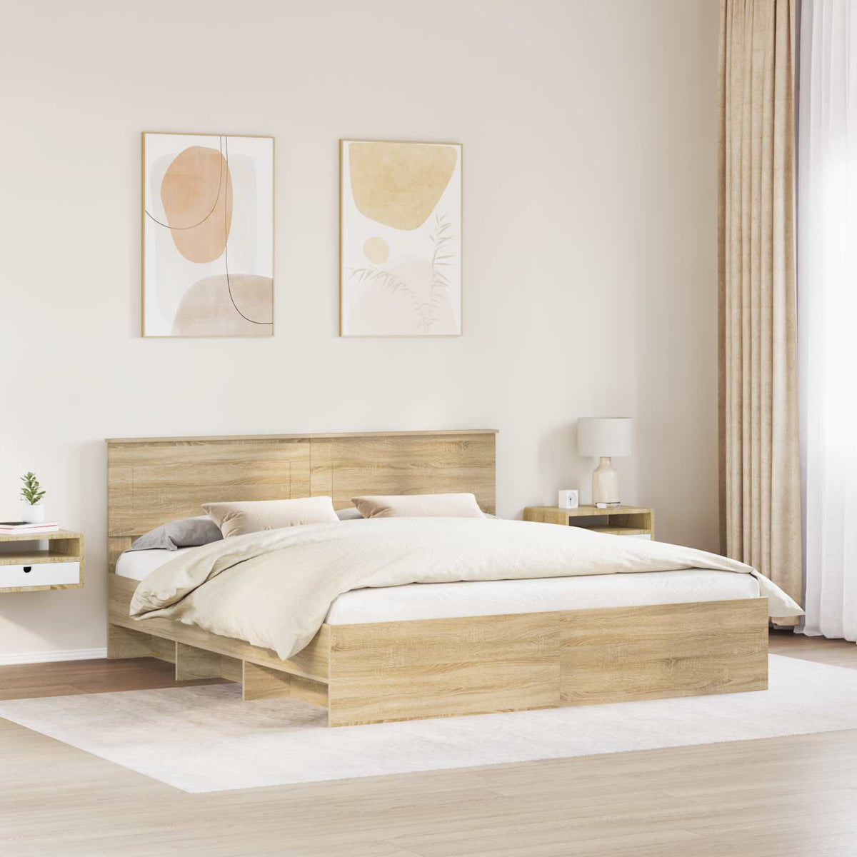 Bed Frame Sonoma Oak 180 x 200 cm Engineered Wood