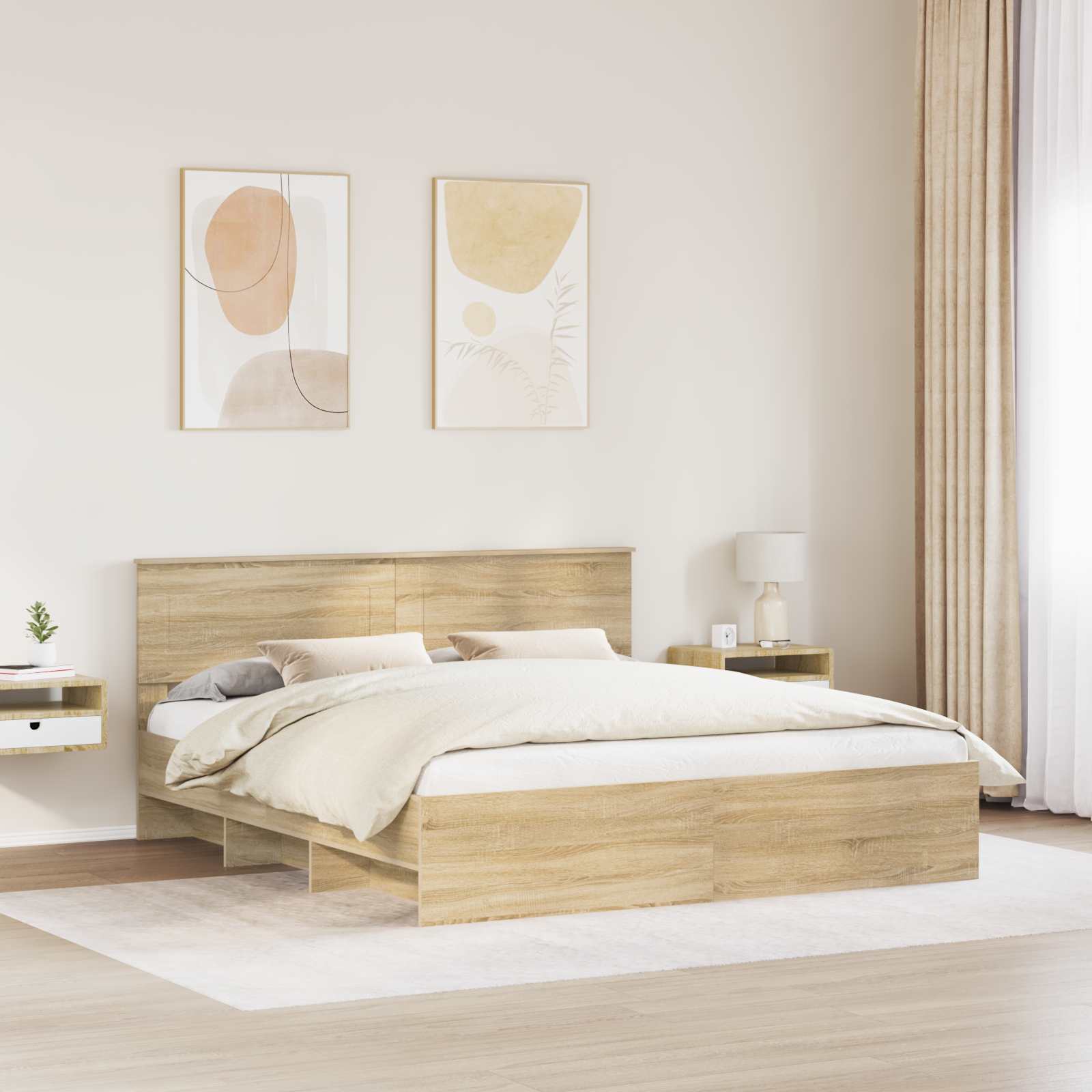 Bed Frame Sonoma Oak 180 x 200 cm Engineered Wood