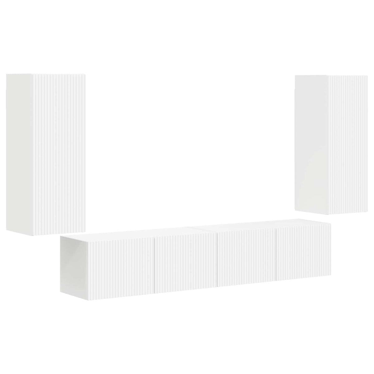 TV Wall Cabinet Set Wall-mounted 4 pcs White Engineered Wood