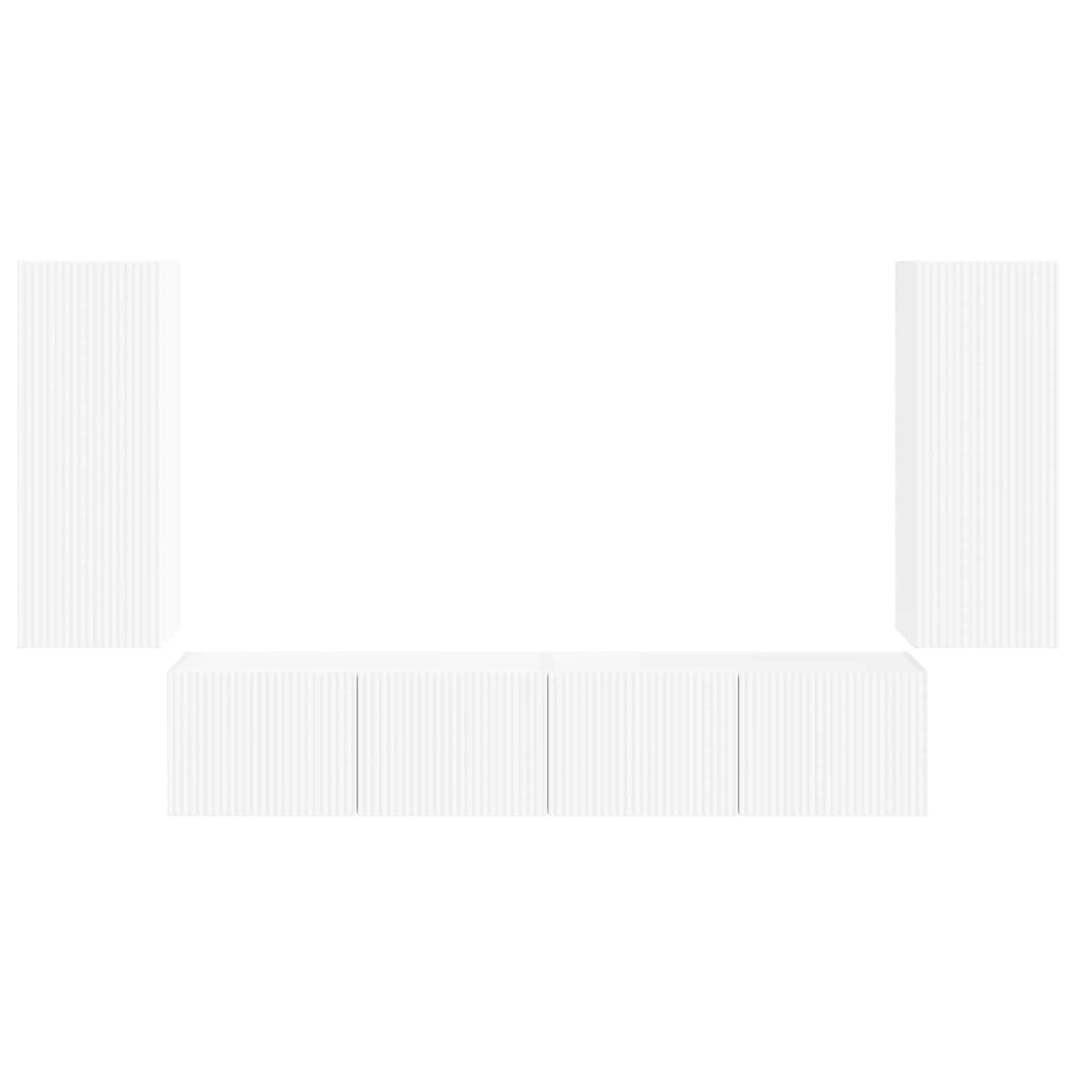 TV Wall Cabinet Set Wall-mounted 4 pcs White Engineered Wood