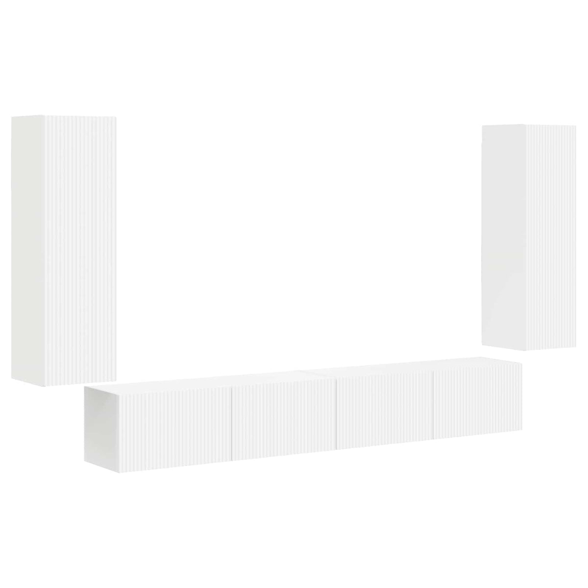 TV Wall Cabinet Set Wall-mounted 4 pcs White Engineered Wood