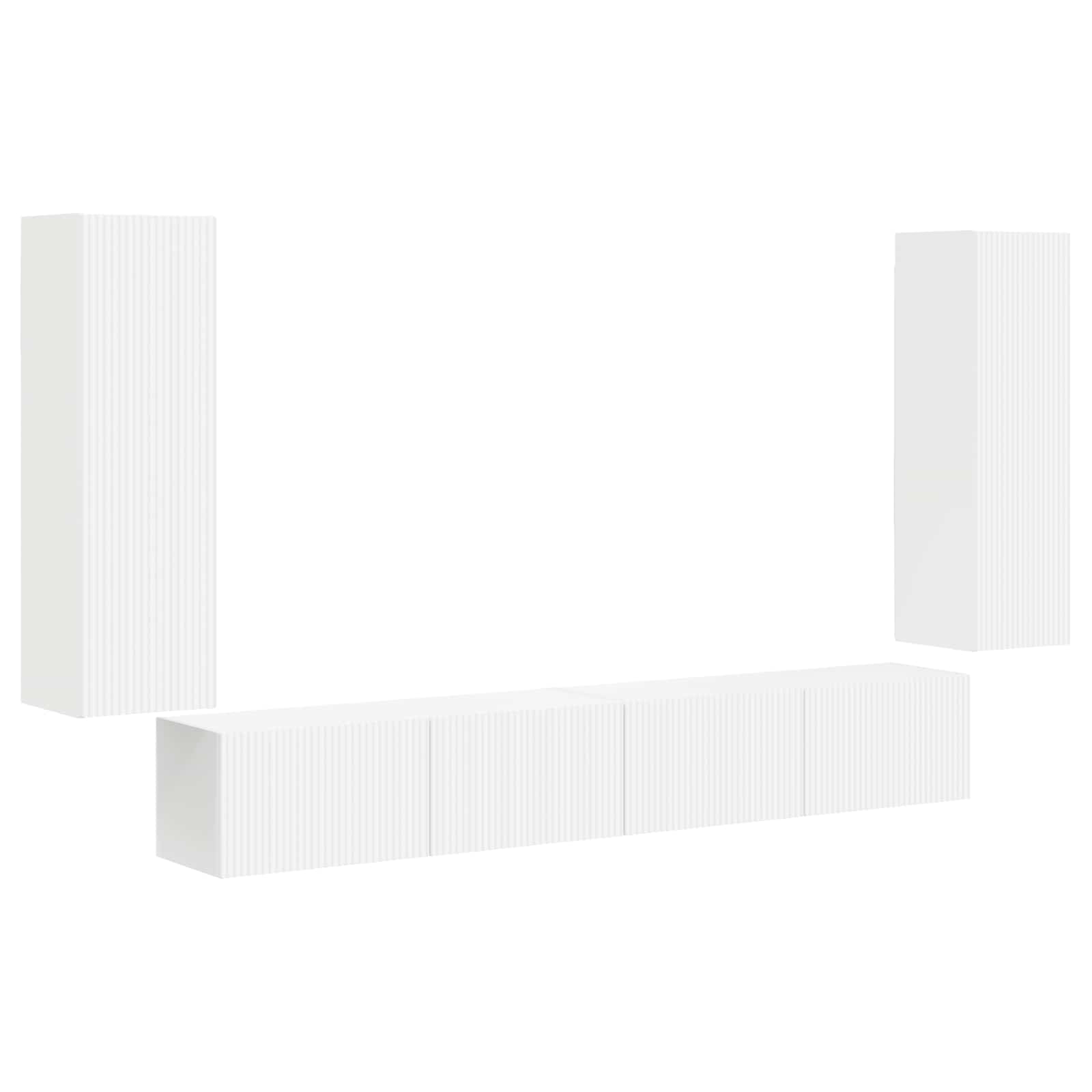 TV Wall Cabinet Set Wall-mounted 4 pcs White Engineered Wood