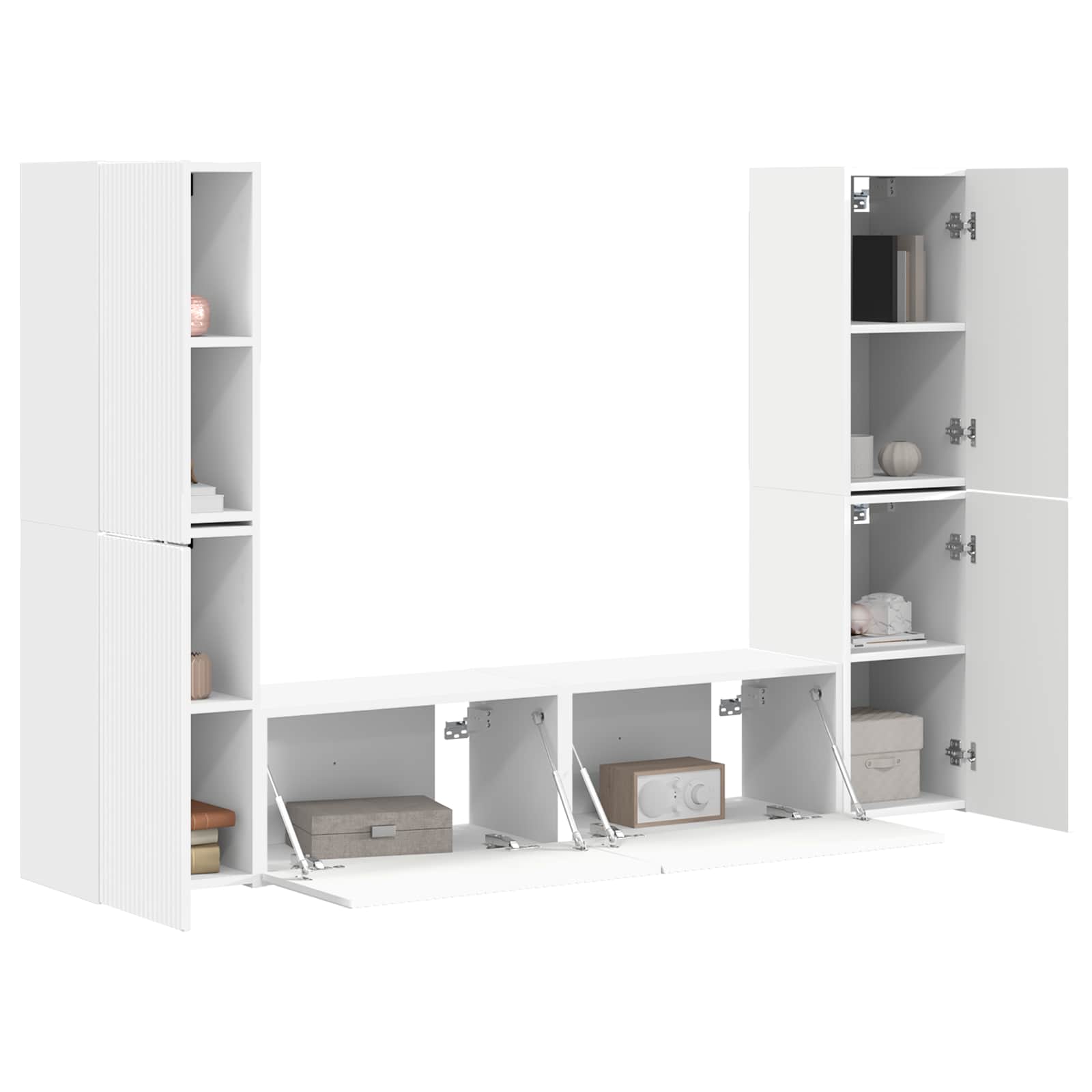 TV Cabinet Set 6 pcs White Engineered Wood