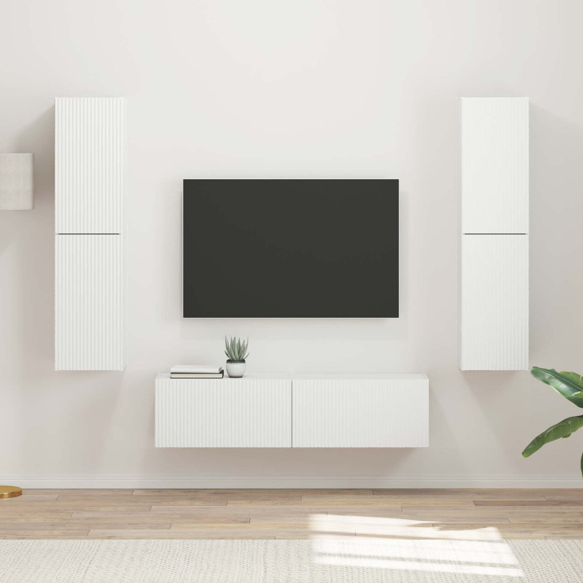 TV Cabinet Set 6 pcs White Engineered Wood