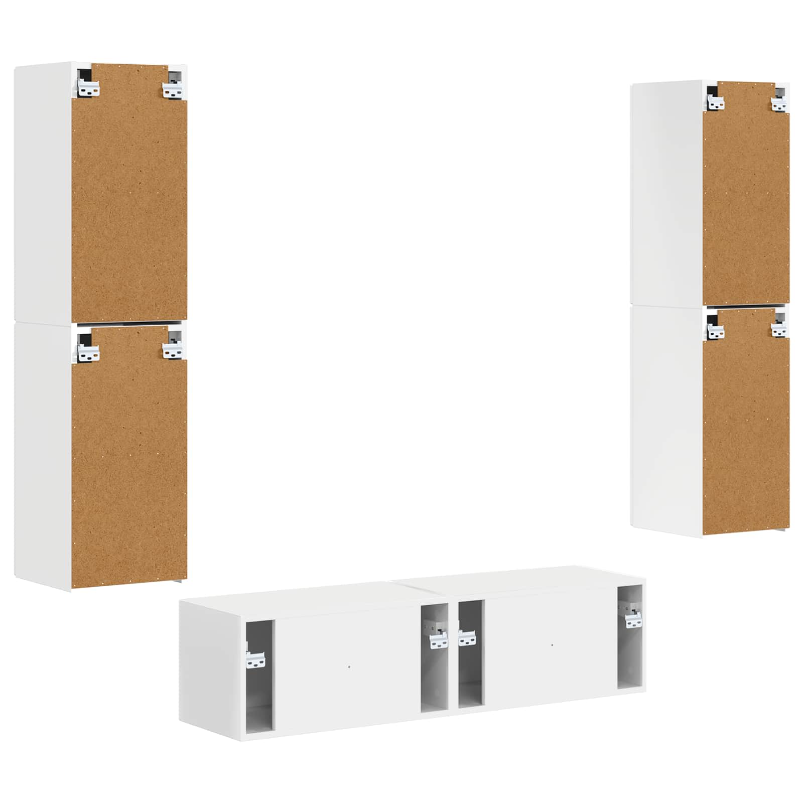 TV Cabinet Set 6 pcs White Engineered Wood