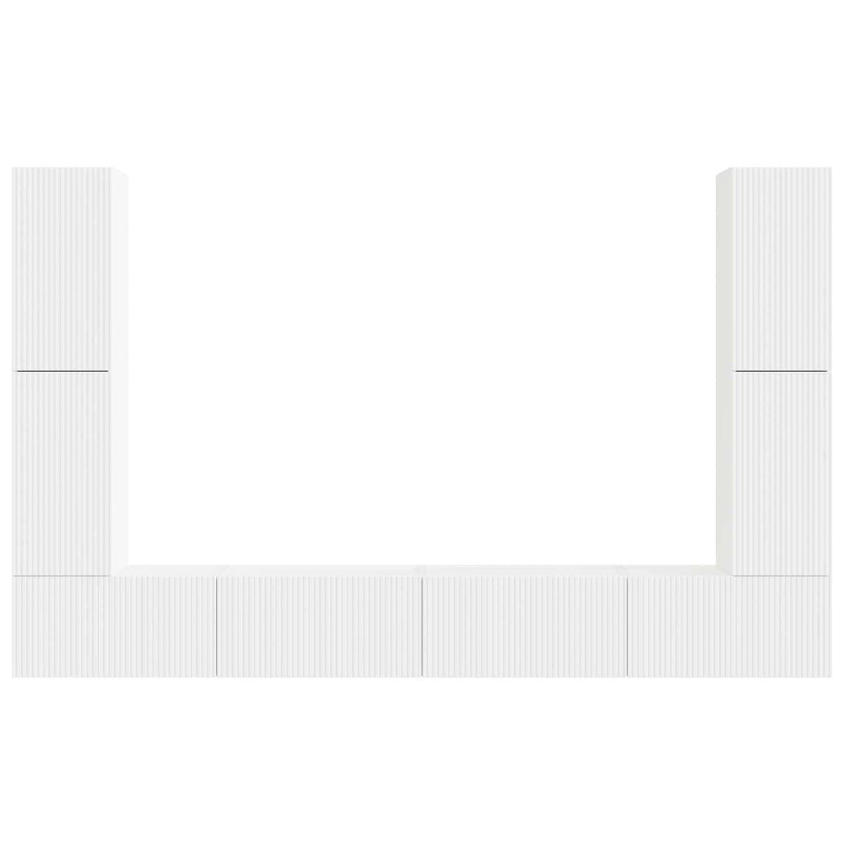 TV Cabinet Set 8 pcs White Engineered Wood