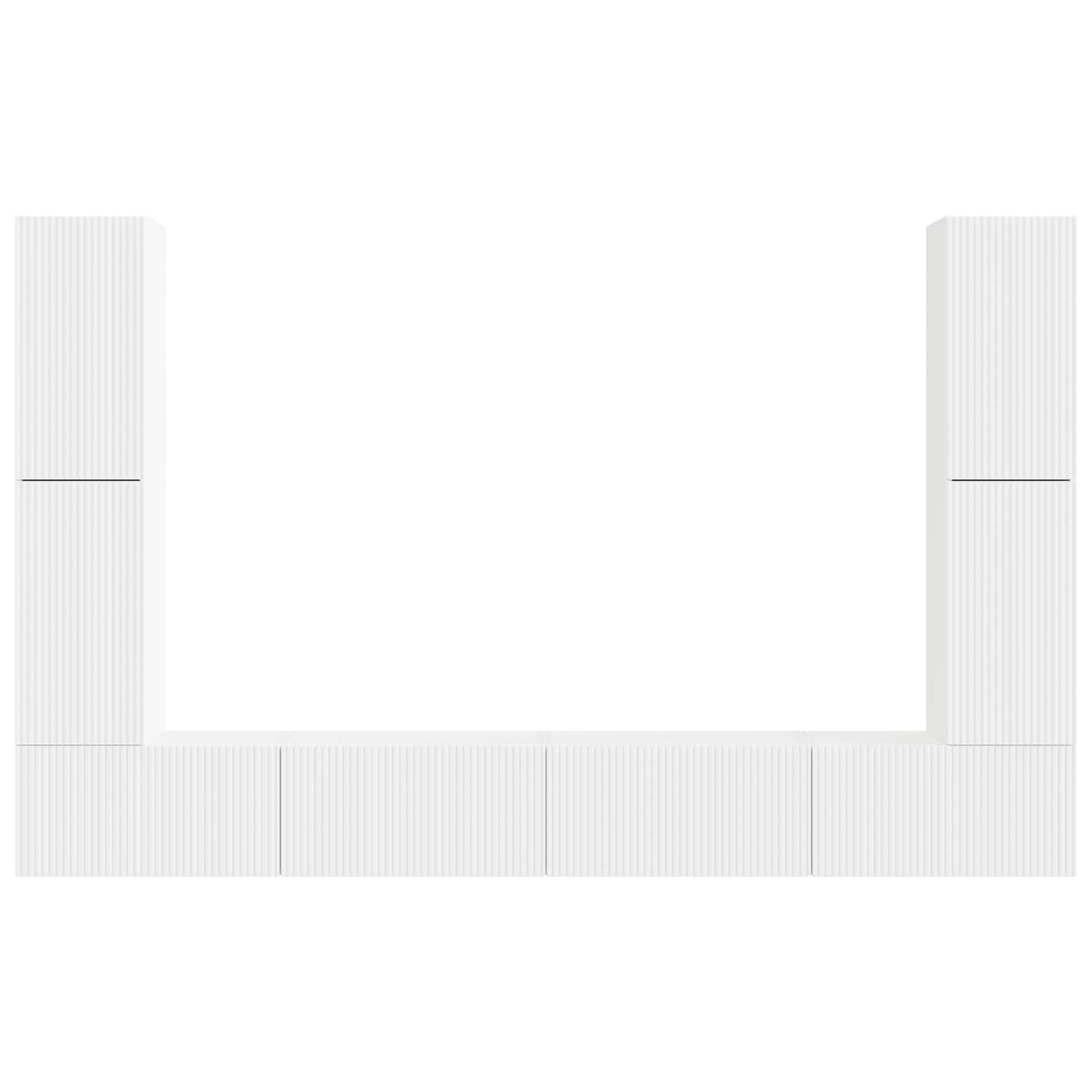 TV Cabinet Set 8 pcs White Engineered Wood