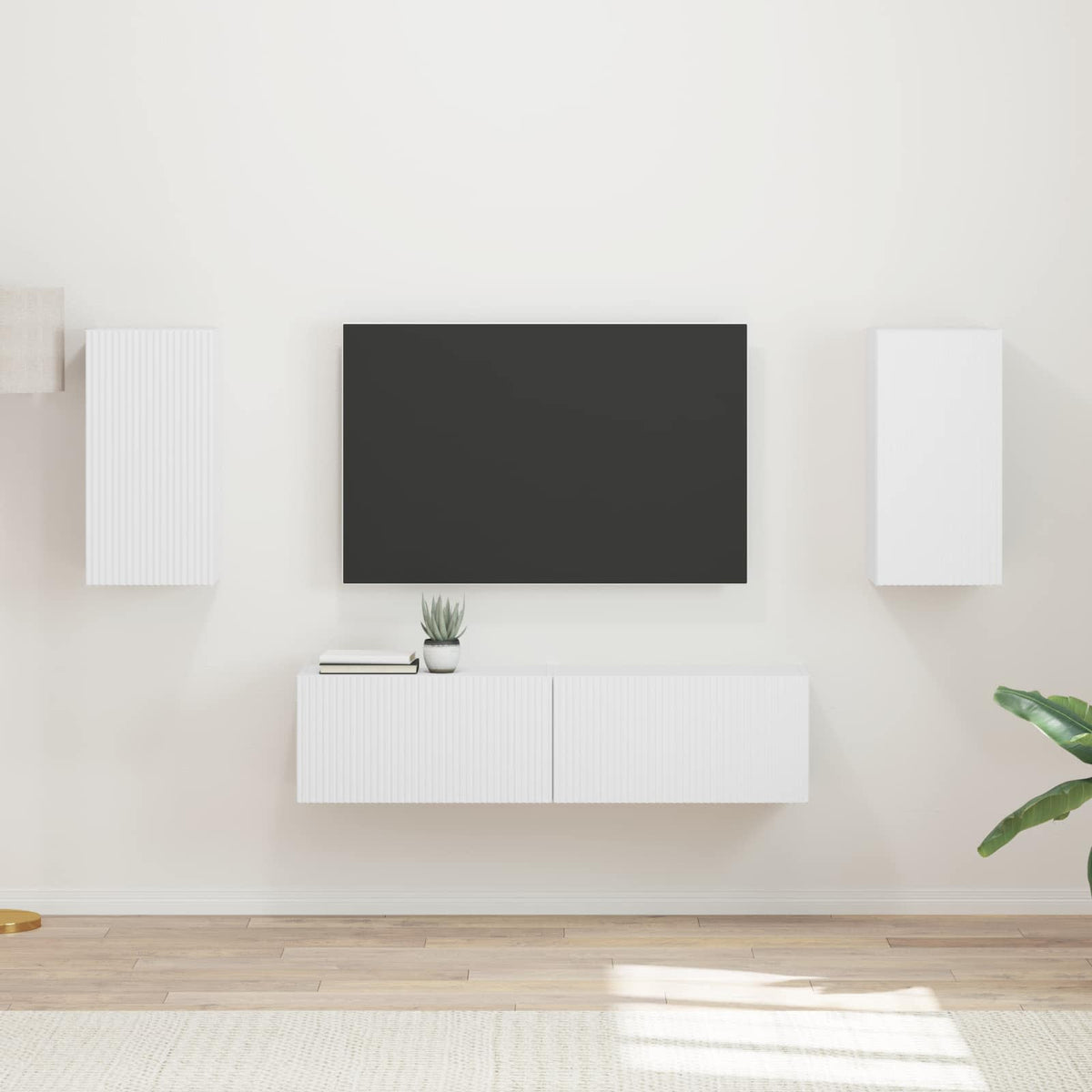 TV Cabinet Set 4 pcs White Engineered Wood