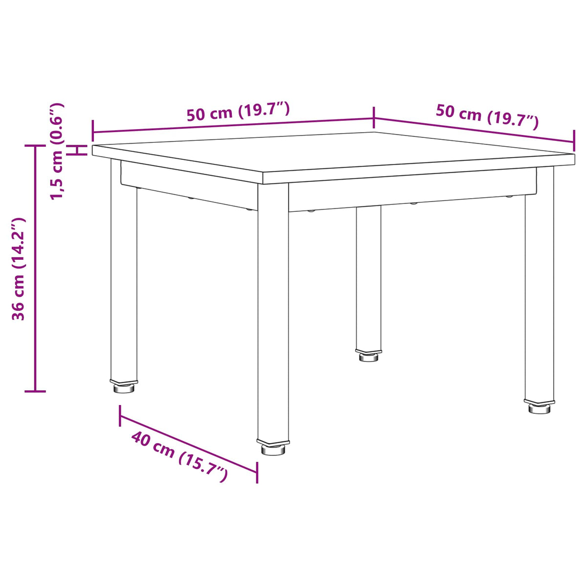 Coffee Table Black Oak 50 x 50 x 36 cm Engineered Wood