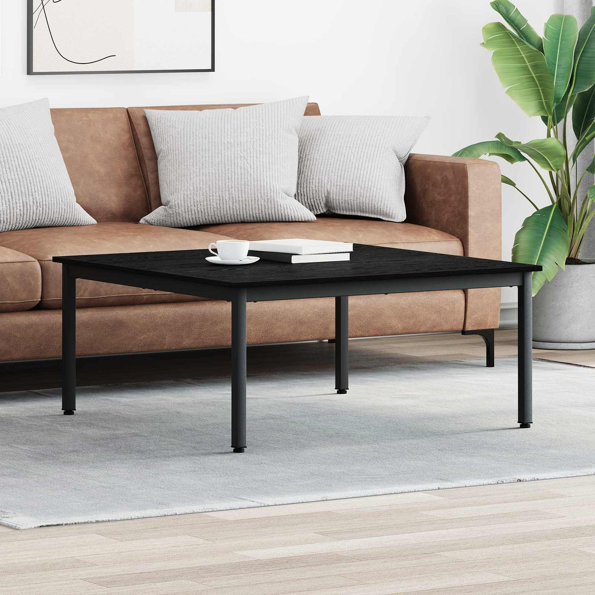 Coffee Table Black Oak 100 x 100 x 45 cm Engineered Wood