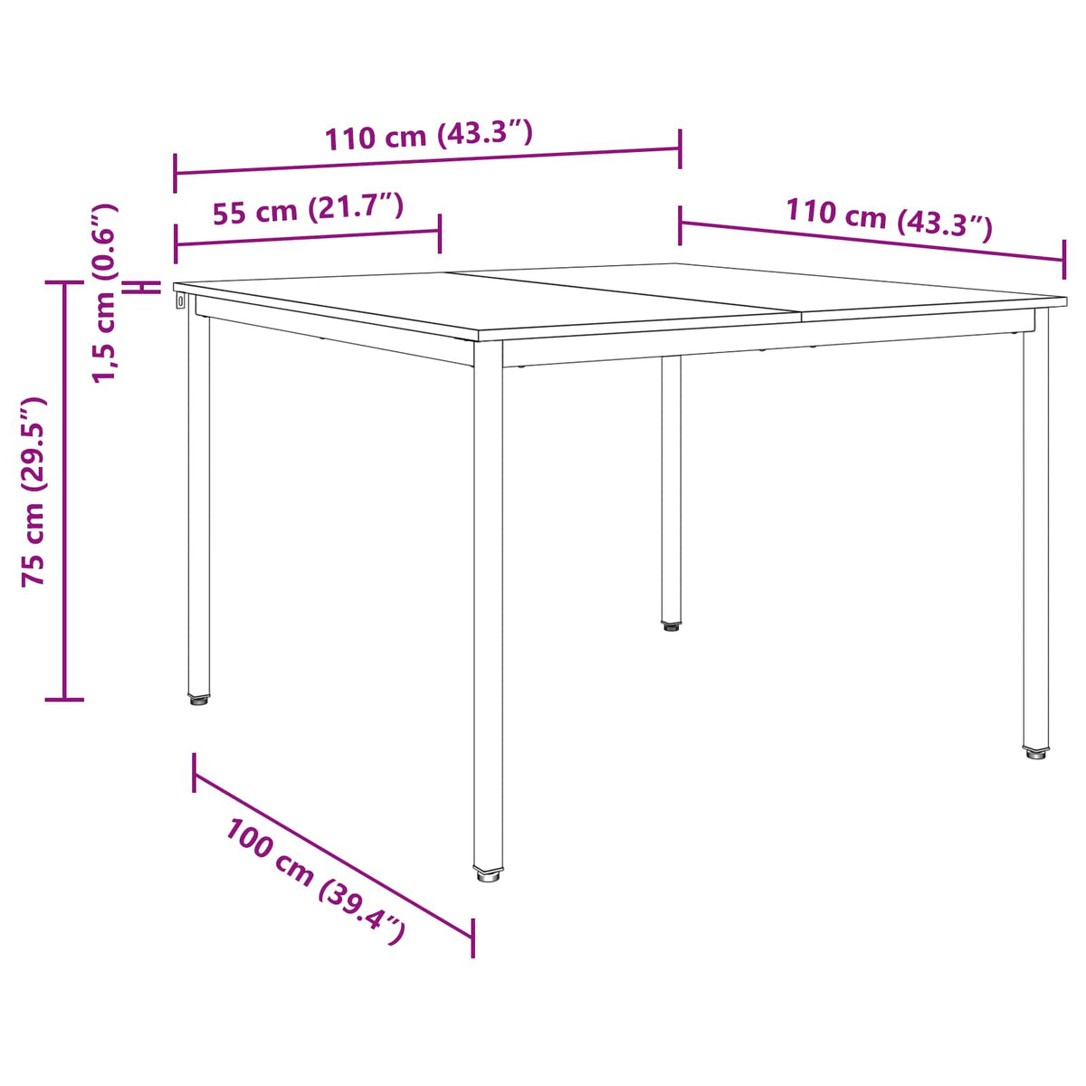 Dining Tables 110 x 110 x 75 cm METAL