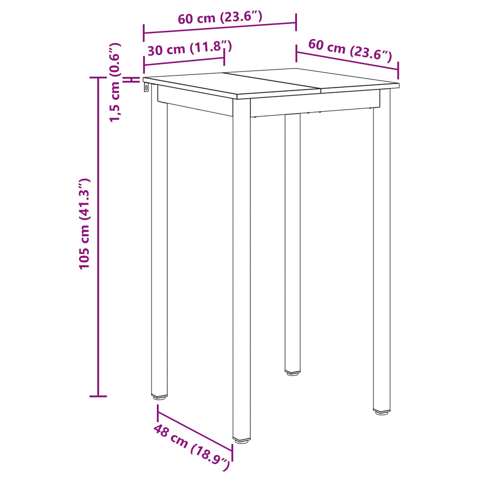 Standing Bar Table Engineered Wood