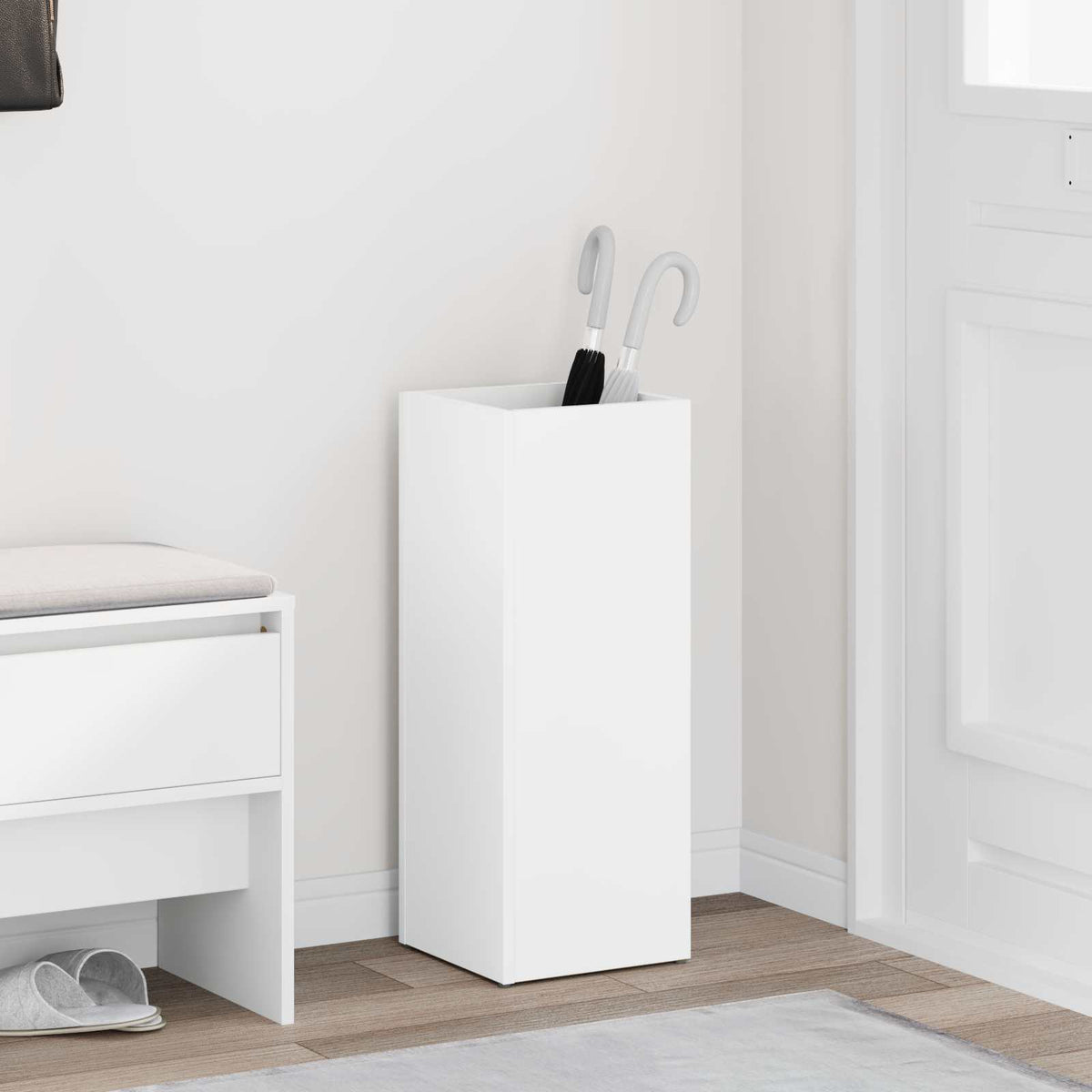 Umbrella Stand White 25 x 24.5 x 64 cm Engineered Wood