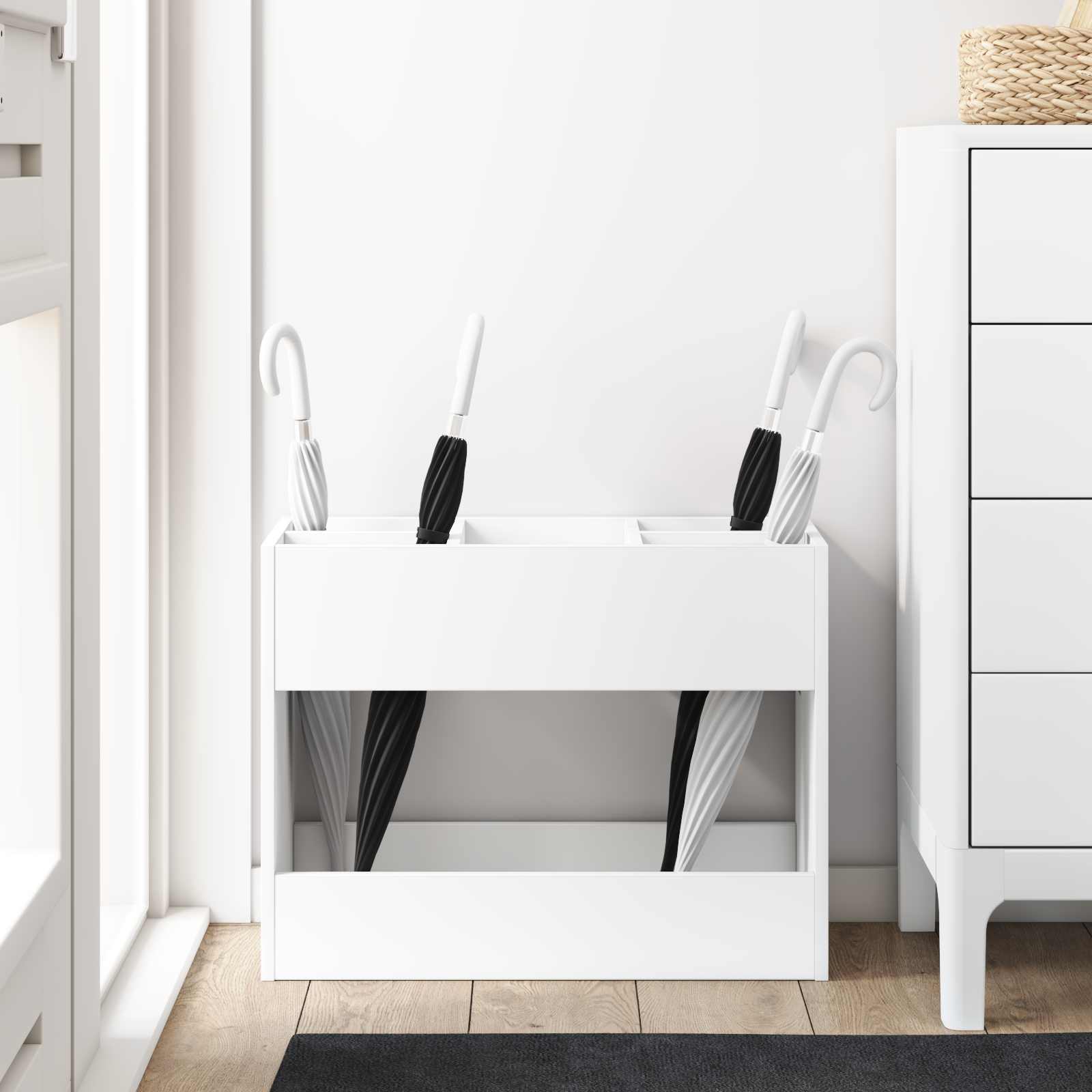 Umbrella Stand White 65 x 24 x 50 cm Engineered Wood