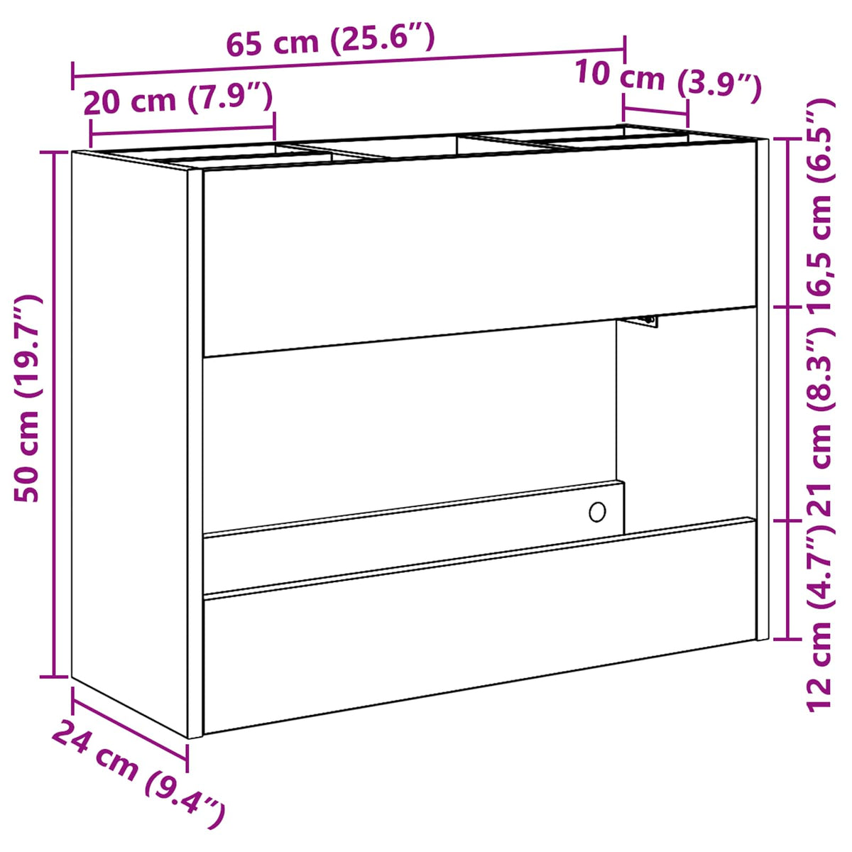 Umbrella Stand White 65 x 24 x 50 cm Engineered Wood
