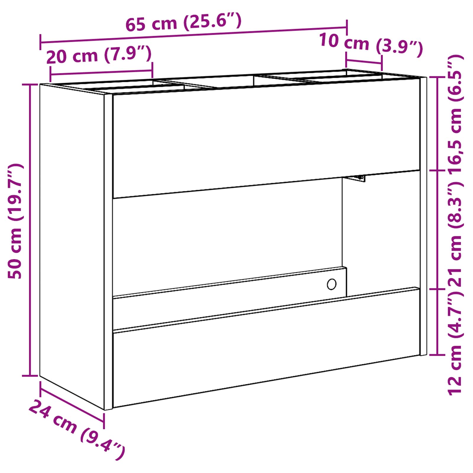 Umbrella Stand White 65 x 24 x 50 cm Engineered Wood