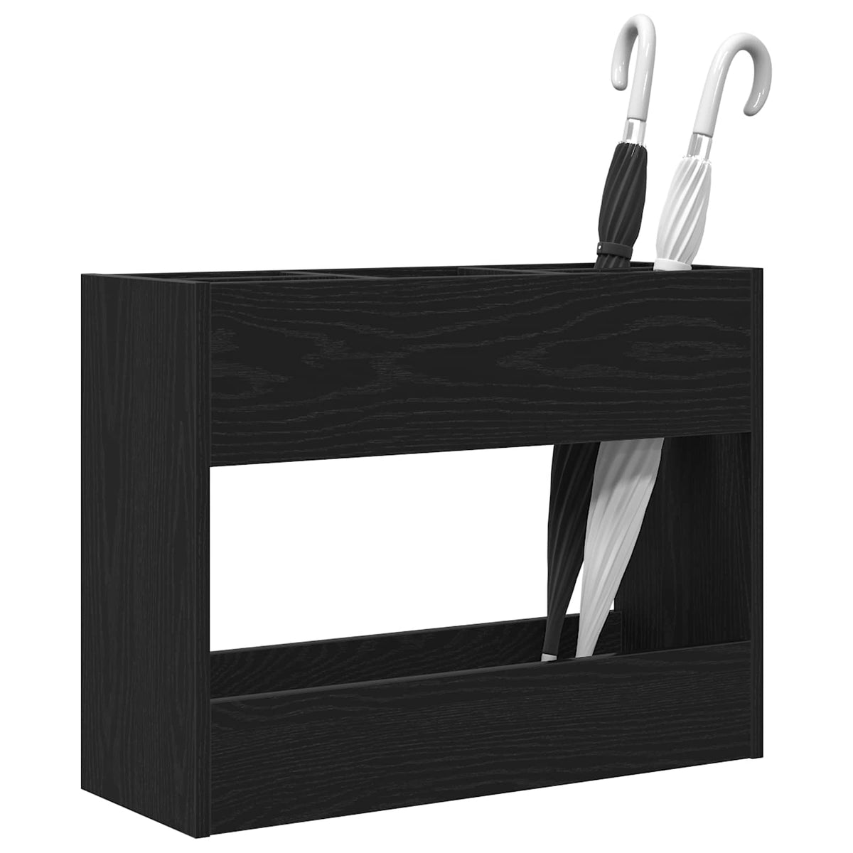 Umbrella Stand Black Oak 65 x 24 x 50 cm Engineered Wood