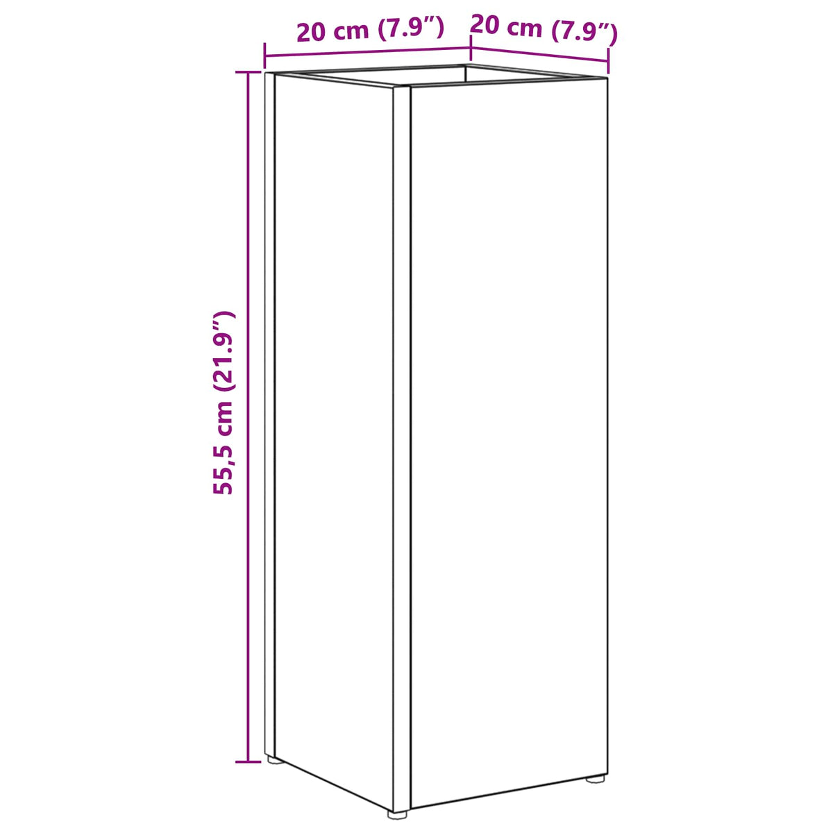 Umbrella Stand White 20 x 20 x 55.5 cm Engineered Wood