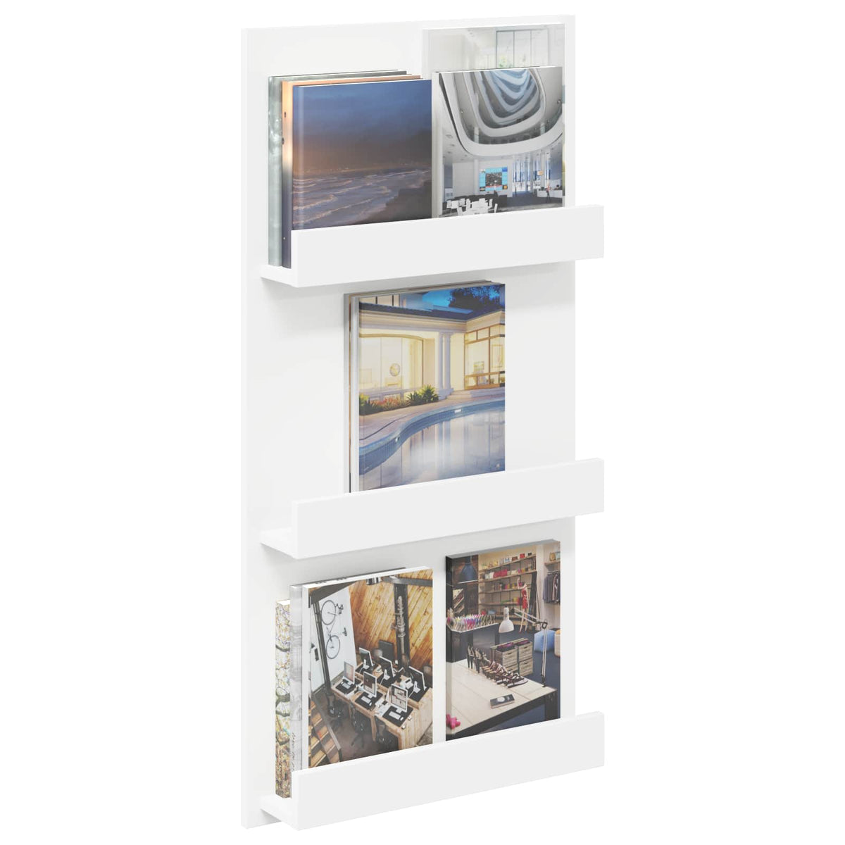 Magazine Rack with Shelf White 51 x 11 x 102 cm Engineered Wood