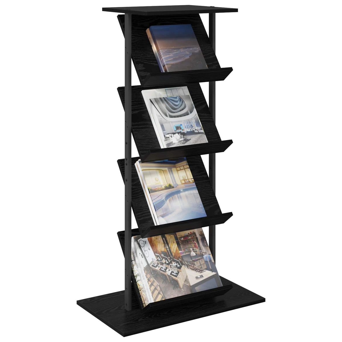Magazine Rack Black Oak 68 x 40 x 123.5 cm Engineered Wood