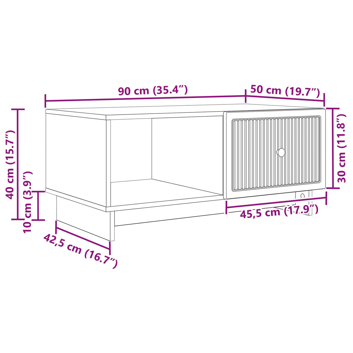 Coffee Table White 90 x 50 x 40 cm Engineered Wood