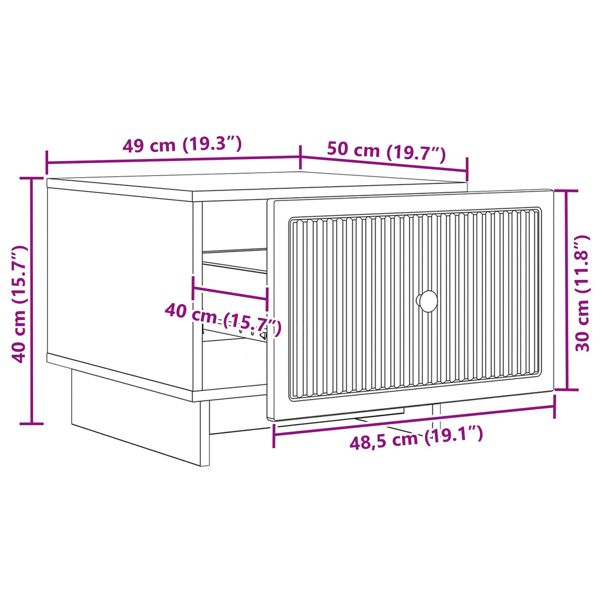 Coffee Table with Drawer White 49 x 50 x 40 cm Engineered Wood