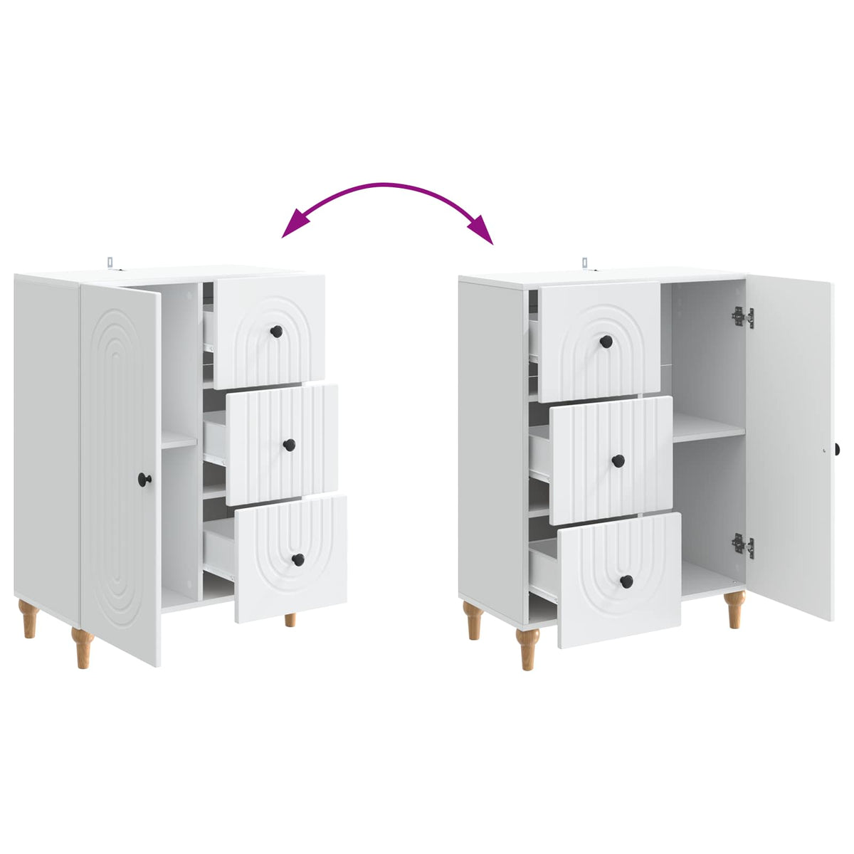 Sideboard with Drawer White 66 x 34.5 x 90 cm Engineered Wood