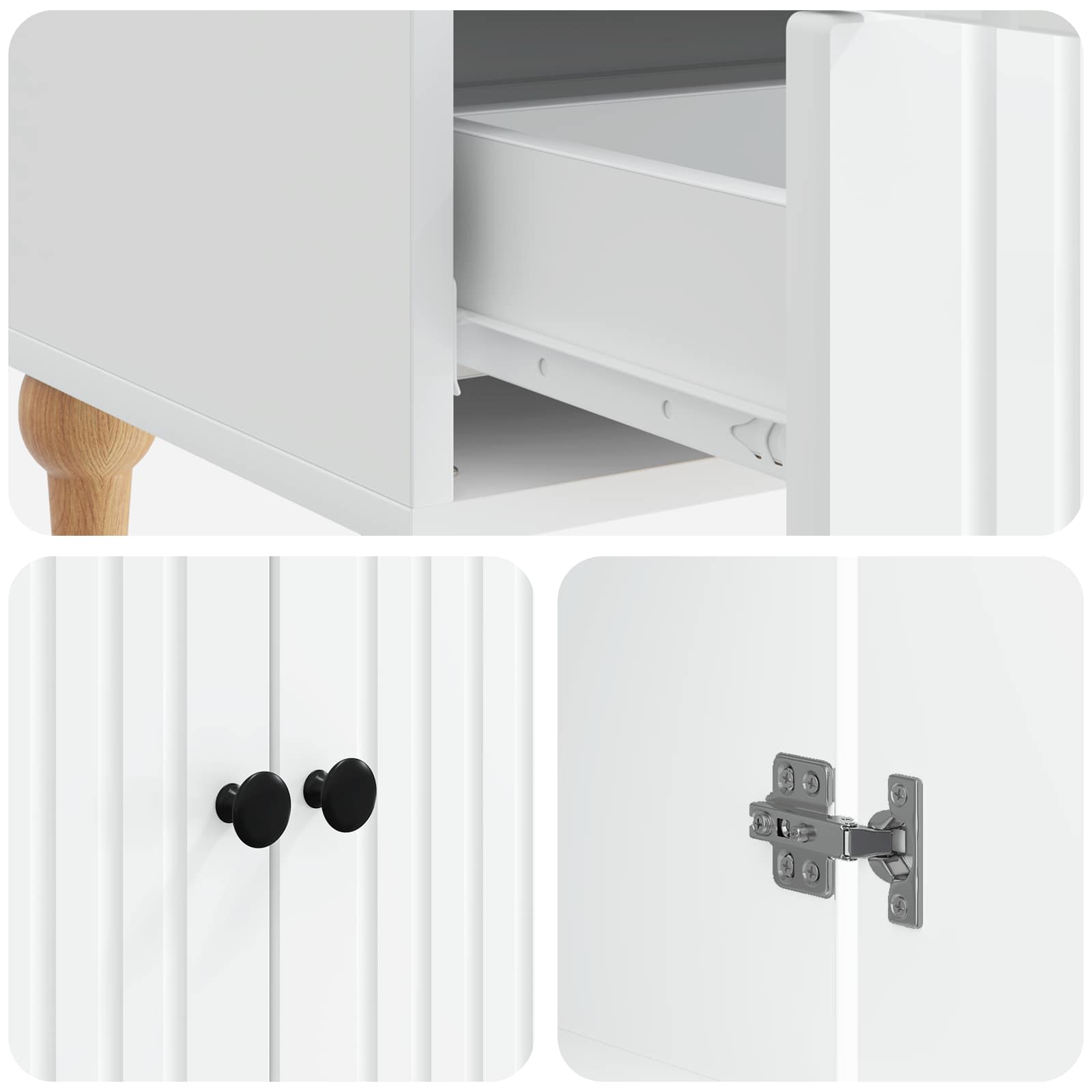 Sideboard with Drawer White 66 x 34.5 x 95 cm Engineered Wood